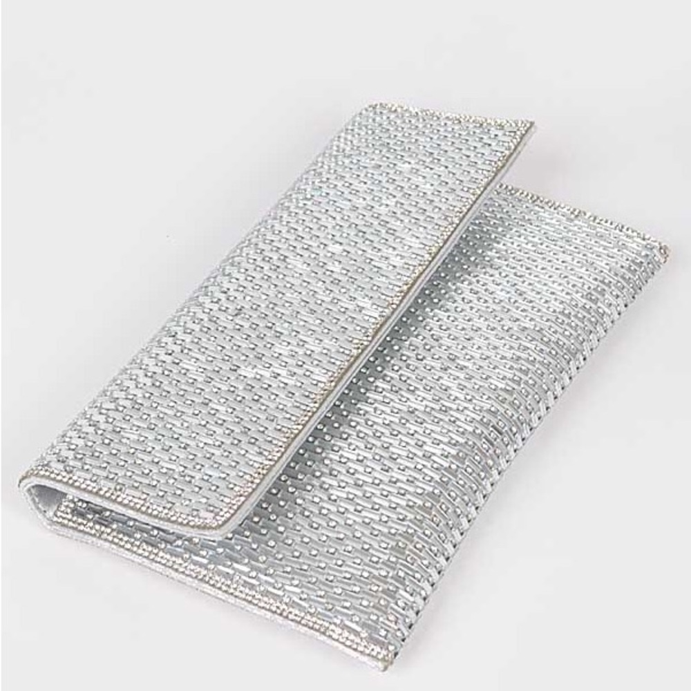 Large Silver Rhinestone Envelope Clutch Bag - Picture 5 of 6